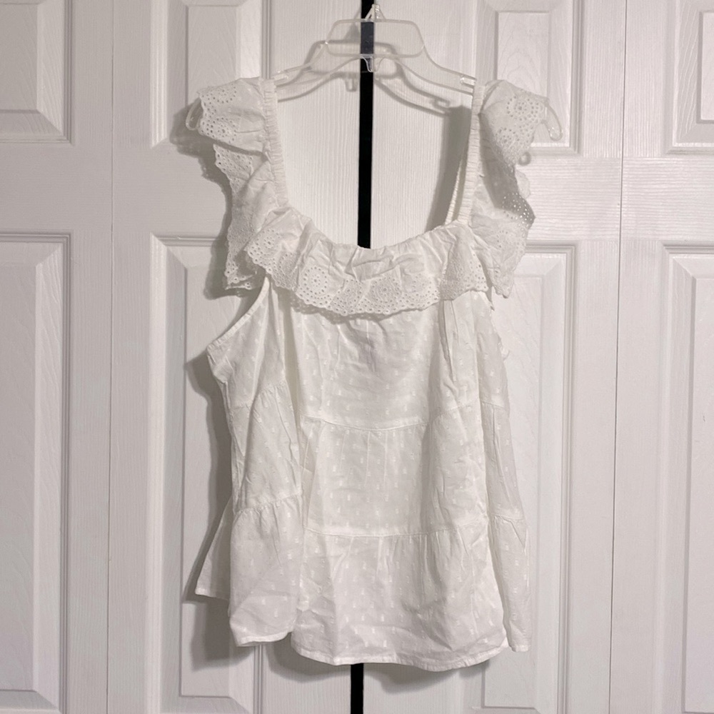 Old Navy NWT Cottagecore white cotton blend Top Blouse Embroidered size 2X